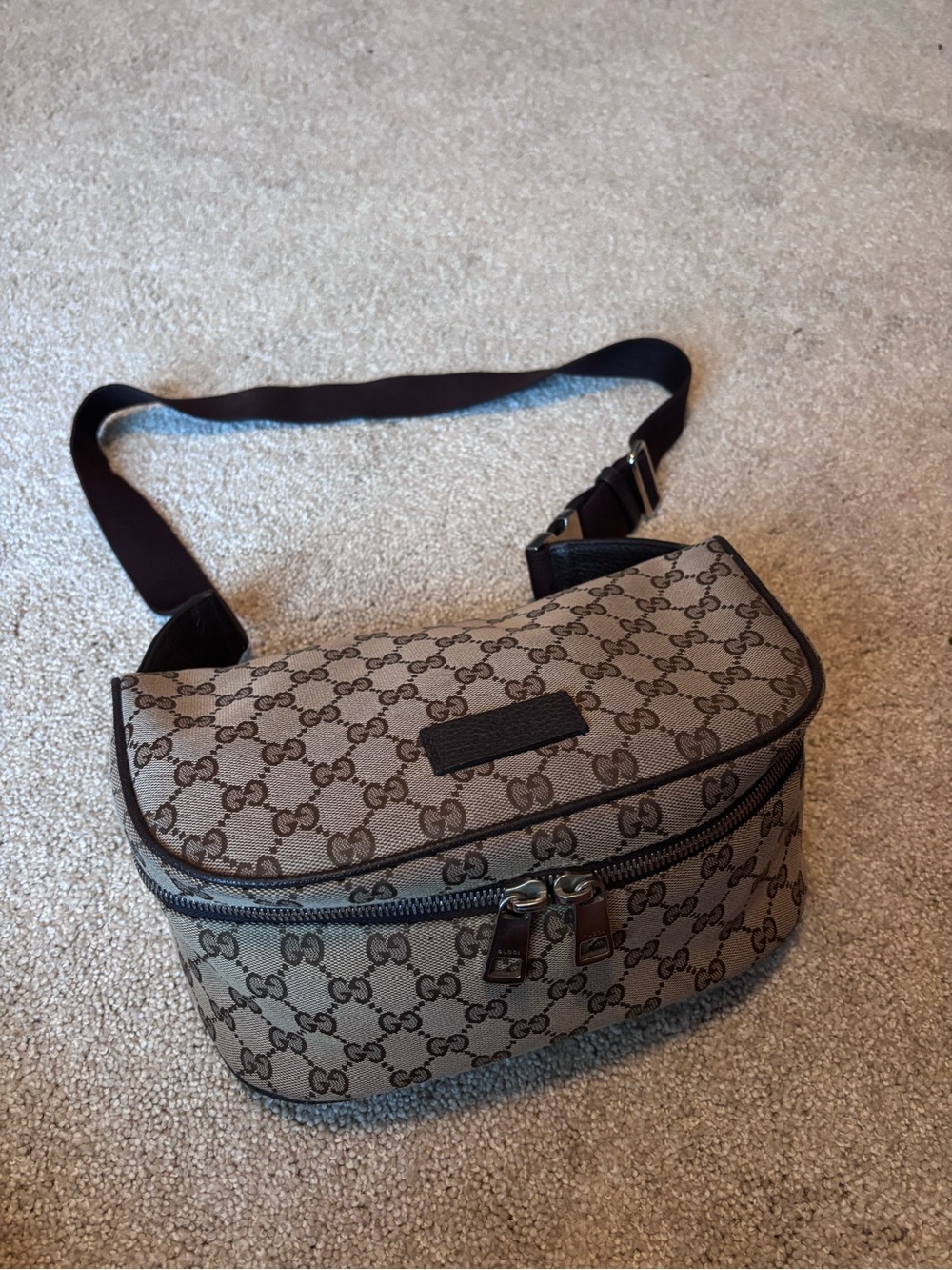 Authentic Gucci Beige/Brown GG Belt Bag